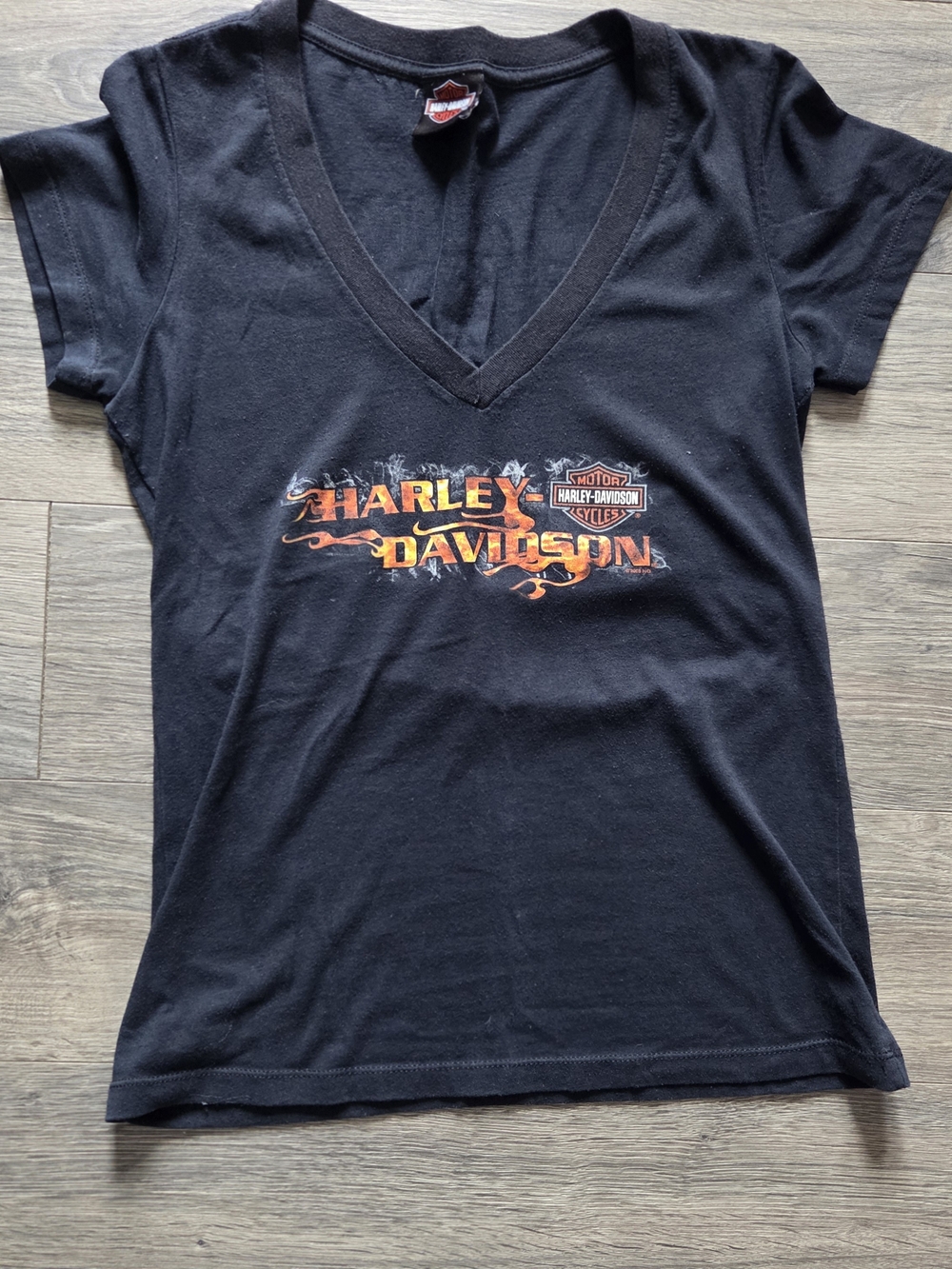 Harley-Davidson Women's Black V-Neck Logo Tee